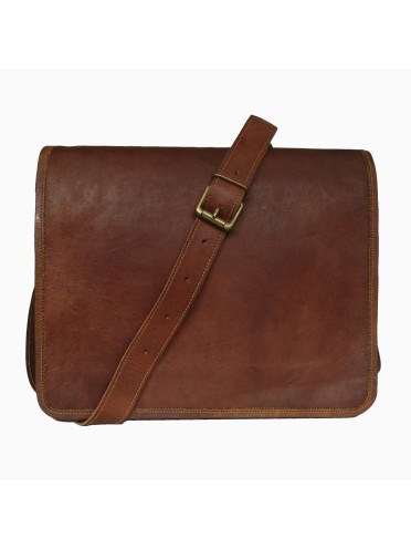 Genuine Leather Crossbody Full Flap Messenger Magnetic Snap Men Shoulder Bag