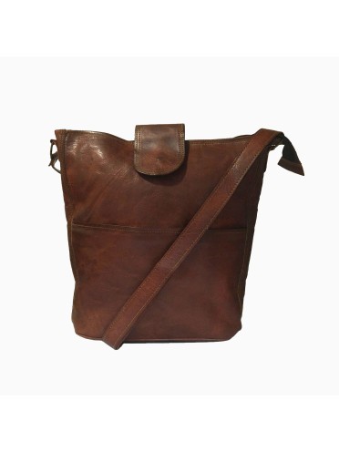 Women Crossbody Vintage Bag Brown Handbag Genuine Leather Purse
