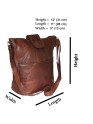Women Crossbody Vintage Bag Brown Handbag Genuine Leather Purse