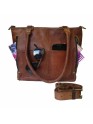 Womens Genuine Leather Brown Tote Shoulder Crossbody Handbag