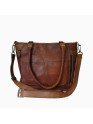 Womens Genuine Leather Brown Tote Shoulder Crossbody Handbag