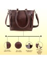 Womens Genuine Leather Brown Tote Shoulder Crossbody Handbag