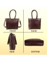 Womens Genuine Leather Brown Tote Shoulder Crossbody Handbag