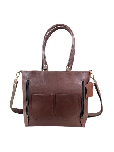 Womens Genuine Leather Rustic Tote Crossbody Satchel Dark Brown Tote Bag