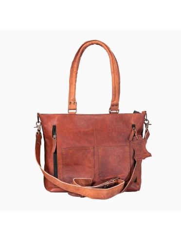 Womens Genuine Leather Rustic Tote Crossbody Satchel Dark Brown Tote Bag
