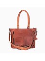 Womens Genuine Leather Rustic Tote Crossbody Satchel Dark Brown Tote Bag