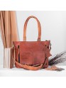 Womens Genuine Leather Rustic Tote Crossbody Satchel Dark Brown Tote Bag