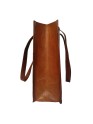 Women's Genuine Leather Brown Open Purse Tote shoulder bag 