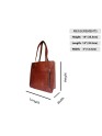 Women's Genuine Leather Brown Open Purse Tote shoulder bag 