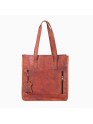 Women's Genuine Leather Brown Open Purse Tote Travel shoulder bag 