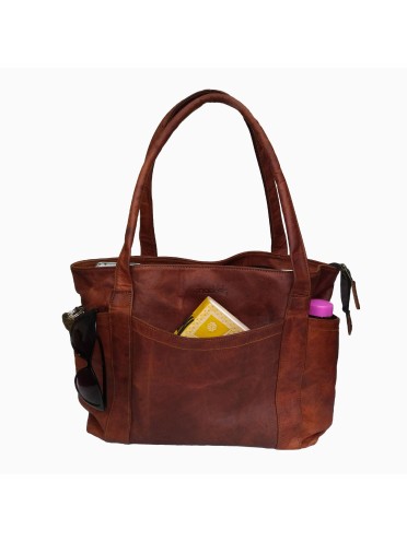 Womens Shoulder Handbag Genuine Leather Brown Ladies Tote  Purse 