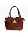 Womens Shoulder Handbag Genuine Leather Brown Ladies Tote  Purse 