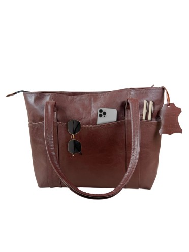 Womens Shoulder Handbag Genuine Leather Brown Ladies Tote  Purse 