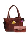 Women's Shoulder Tote Handbag With Wallet Brown Shoulder Office Handmade Bag