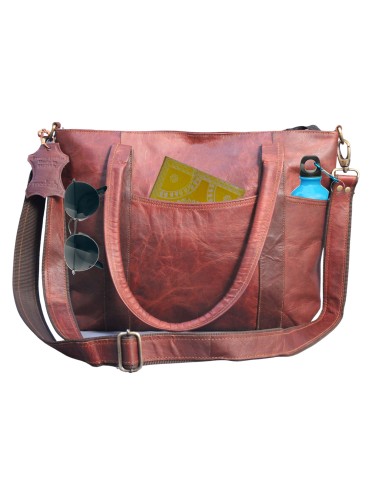Women's Side Shoulder Crossbody Bag Genuine Leather Tote Bag Brown Daily Wear Office Bag