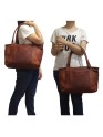 Womens Shoulder Handbag Genuine Leather Brown Ladies Tote  Purse 