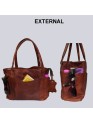 Womens Shoulder Handbag Genuine Leather Brown Ladies Tote  Purse 