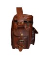 Men's Vintage Camera Messenger Bag Leather Travel Shoulder Bag for Photographer