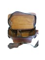 Men's Vintage Camera Messenger Bag Leather Travel Shoulder Bag for Photographer