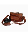 Men's Vintage Camera Messenger Bag Leather Travel Shoulder Bag for Photographer