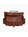 Men's Vintage Camera Messenger Bag Leather Travel Shoulder Bag for Photographer