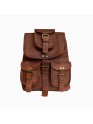 Vintage Hiking Daypack Genuine Brown Leather Shoulder Bag Travel Backpack