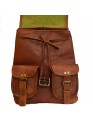 Vintage Hiking Daypack Genuine Brown Leather Shoulder Bag Travel Backpack