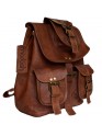 Vintage Hiking Daypack Genuine Brown Leather Shoulder Bag Travel Backpack