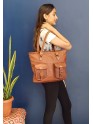 Vintage Genuine Leather Stylish Shopping Sling Purse Bag For Women