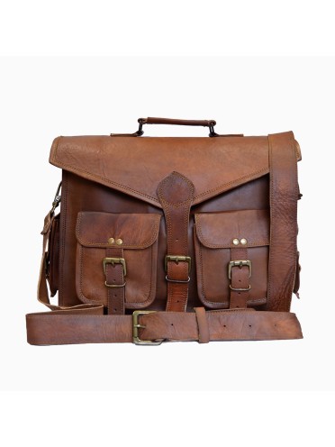 Men Genuine Leather Briefcase Office Messenger Laptop Shoulder Bag