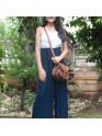 Genuine Leather Womens Sling Cross body Purse Saddle Brown Bag
