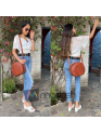 Crossbody Purse Soft Leather Hobo Women Semi Circle Zipper Brown Bag