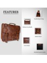 Men's Genuine Leather Brown Briefcase Laptop Crossbody Office Bag