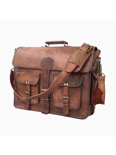 Genuine Leather Laptop Crossbody Business Messenger Men's Office Briefcase Bag