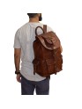 Vintage Genuine Leather 16" Rucksack Luggage Travel Hiking Bag