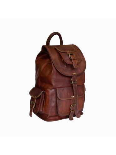 Vintage Genuine Leather 16" Rucksack Luggage Travel Hiking Bag