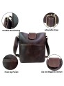 Genuine Leather Crossbody Sling Bag for Women – Handcrafted Shoulder Satchel with Adjustable Strap, Magnetic & Zipper Closure – Stylish Purse for Travel, Work, Office, Daily Use