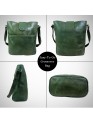 Genuine Leather Green Crossbody Sling Bag for Women – Handcrafted Shoulder Satchel with Adjustable Strap, Magnetic & Zipper Closure – Stylish Purse for Travel, Work, Office, Daily Use