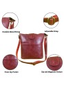 Genuine Leather Red Crossbody Sling Bag for Women – Handcrafted Shoulder Satchel with Adjustable Strap, Magnetic & Zipper Closure – Stylish Purse for Travel, Work, Office, Daily Use