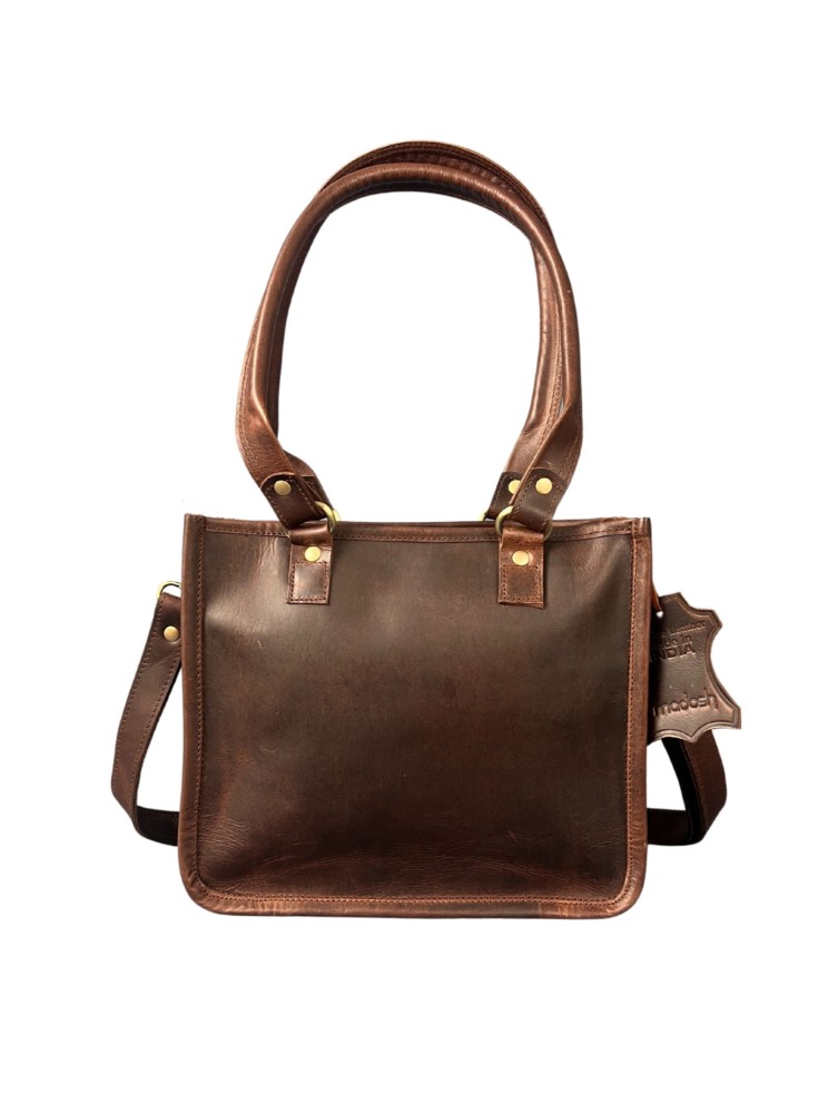 Madosh, Genuine Leather Top Handle Brown Tote Bag Medium Crossbody Sling Satchels Handbags for Women