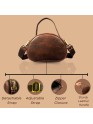 Madosh, Genuine Leather Brown Small Semi-Circle Shoulder Crossbody Bag with Top Handle Satchel Handbag for women.