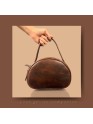 Madosh, Genuine Leather Brown Small Semi-Circle Shoulder Crossbody Bag with Top Handle Satchel Handbag for women.