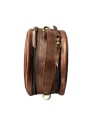 Madosh, Genuine Leather Brown Small Semi-Circle Shoulder Crossbody Bag with Top Handle Satchel Handbag for women.