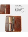  Women's Brown Fashion Clutch Genuine Leather Two Fold Wallet Card Holder Purse