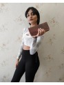  Women's Brown Fashion Clutch Genuine Leather Two Fold Wallet Card Holder Purse