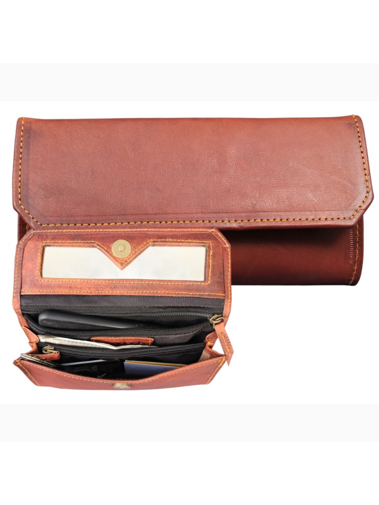  Women's Genuine Leather Wallet Small Girls Clutch Brown Ladies Daily Purse