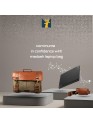 Madosh Genuine Brown Leather  Canvas Laptop Men’s Briefcase Side Crossbody Office Shoulder Business Messenger Laptop Handbag for men