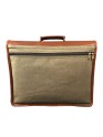 Madosh Genuine Brown Leather  Canvas Laptop Men’s Briefcase Side Crossbody Office Shoulder Business Messenger Laptop Handbag for men