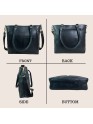 Madosh Women's Genuine Leather Tote Bag | Multi-Pocket Shoulder Bag | Adjustable & Detachable Strap | Elegant Everyday Handbag for Work & Travel (Black)