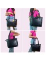 Genuine Leather Tote Bag for Women – Large Shoulder Handbag with Multiple Pockets | Work, Laptop & Travel Purse | Stylish Classic Bag for Office, Casual, Business, Gift (Black)